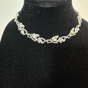 120- Coro Elegant Vintage Silver Leaf Necklace